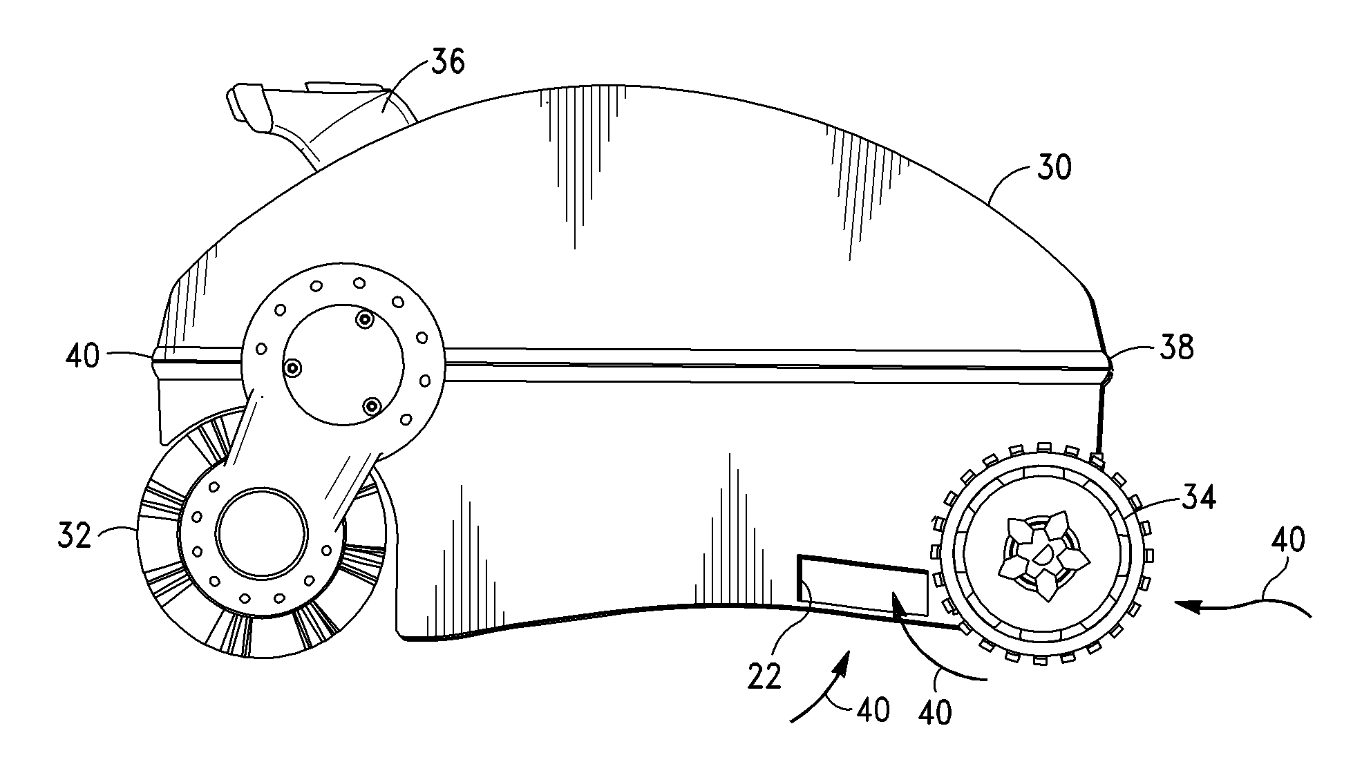 Pool cleaning vehicle having side vents and ducts