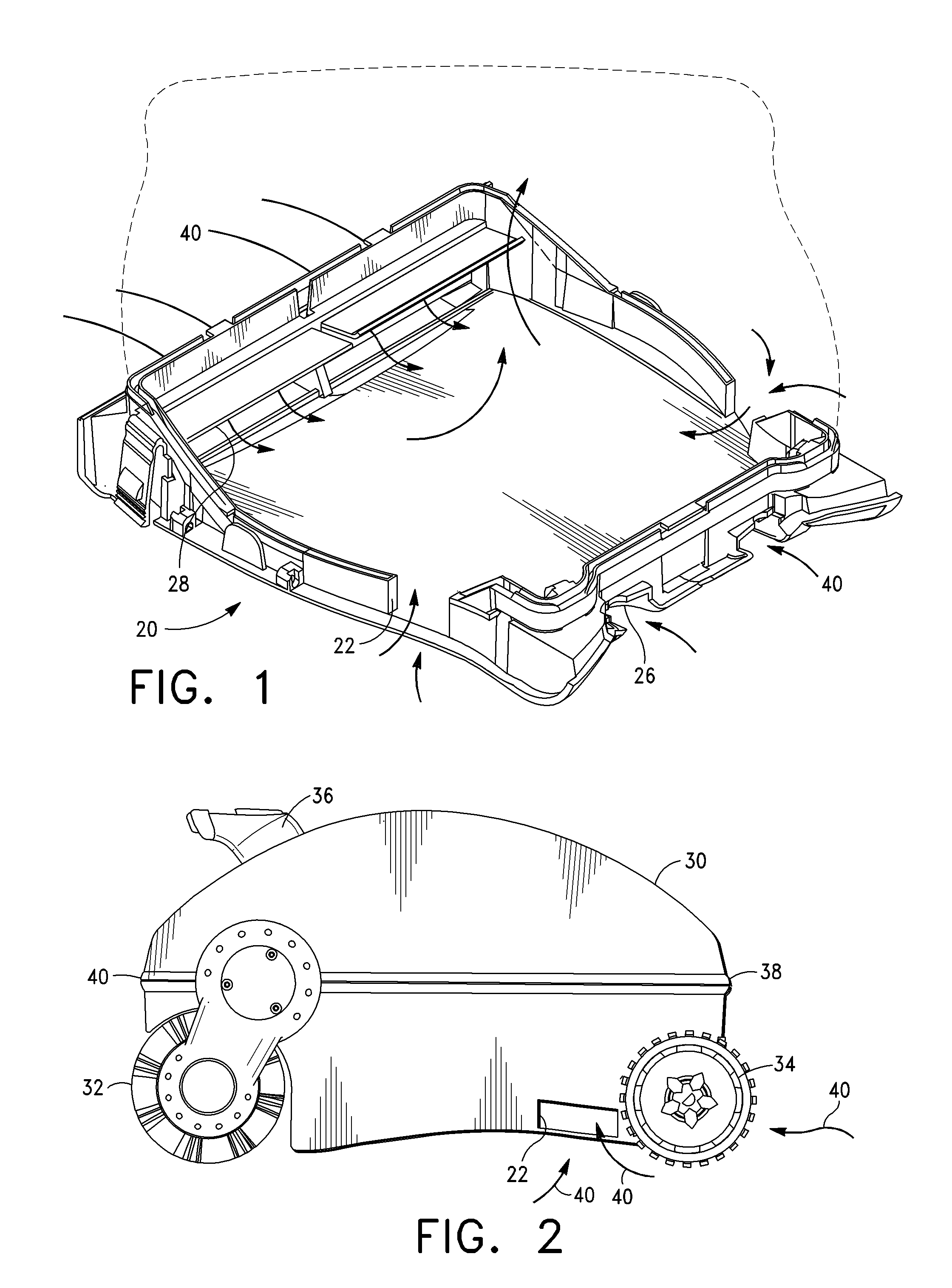 Pool cleaning vehicle having side vents and ducts