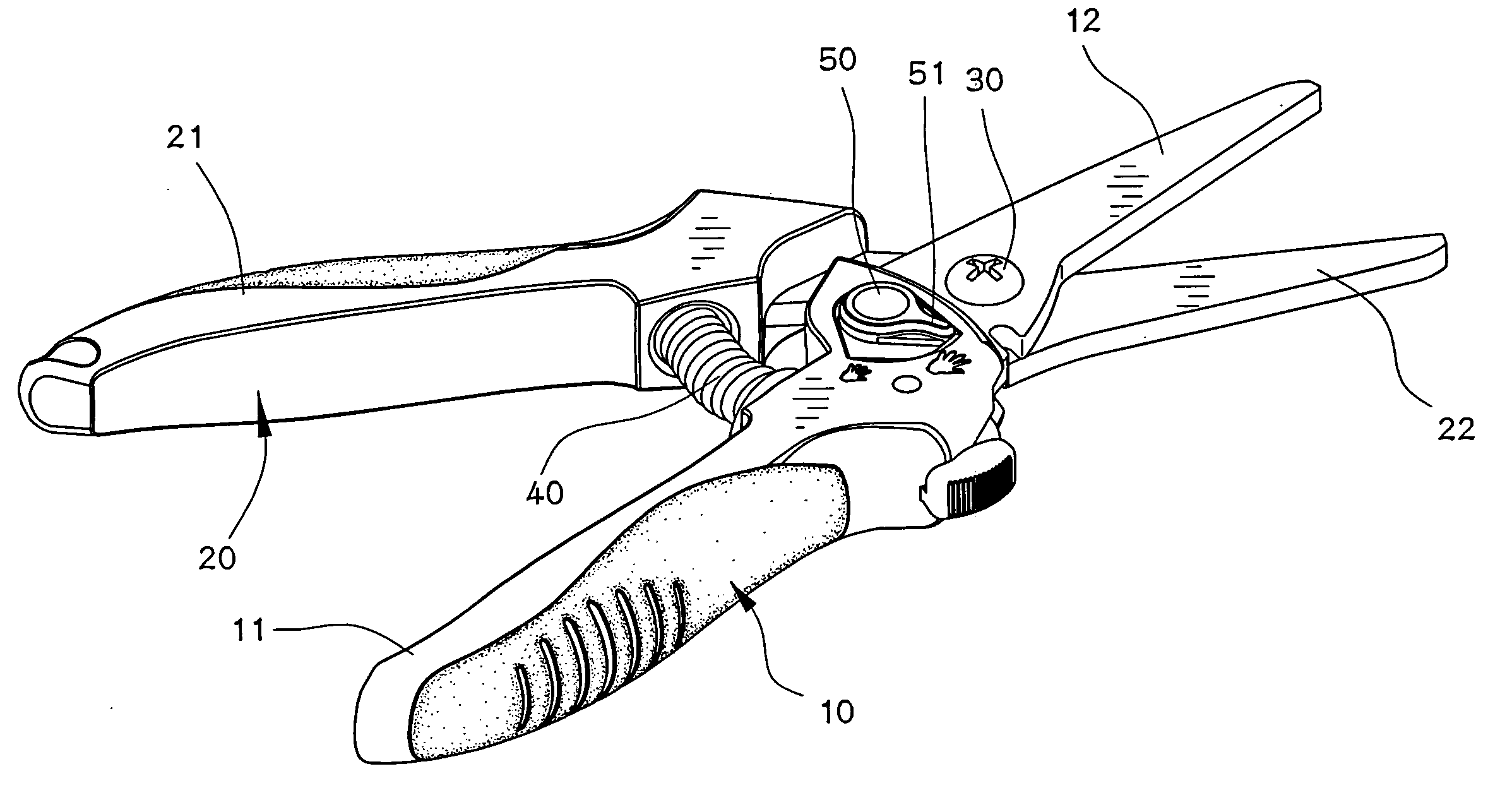 Control mechanism for controlling width of two cutting blades