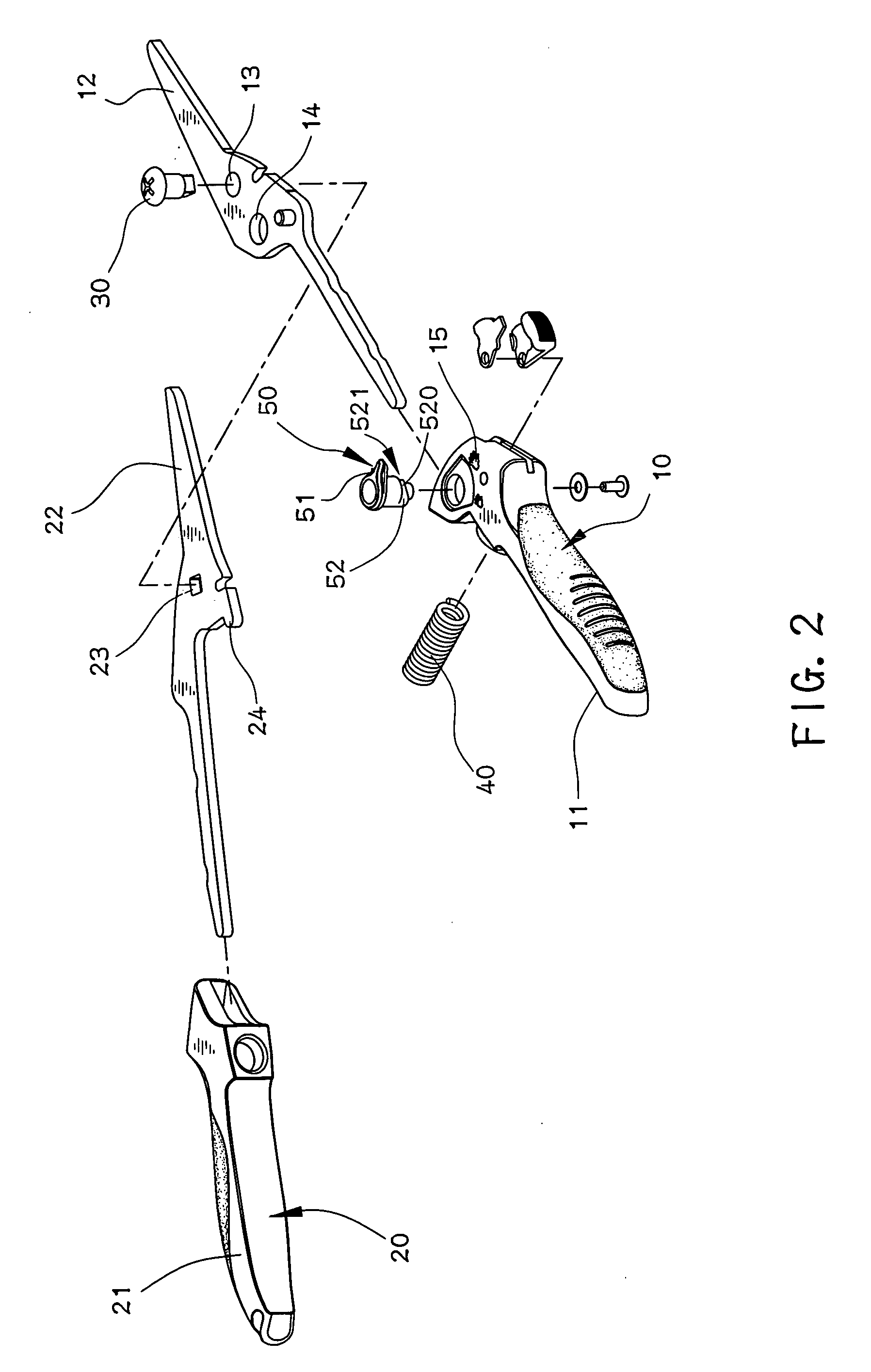 Control mechanism for controlling width of two cutting blades