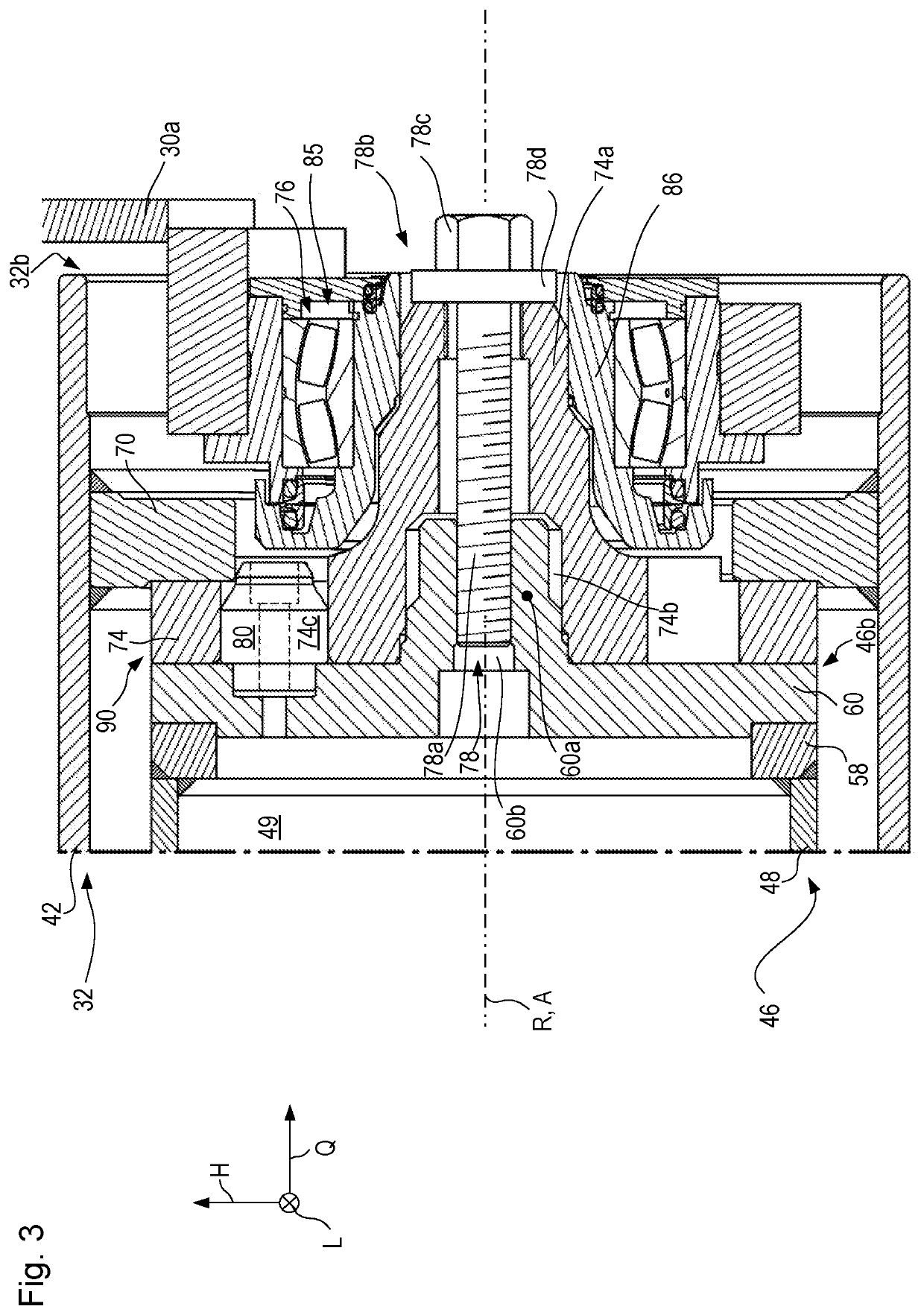 Earth working machine having a rotatable working apparatus axially positionally retainable with high tightening torque by means of a central bolt arrangement, and method for establishing and releasing such retention