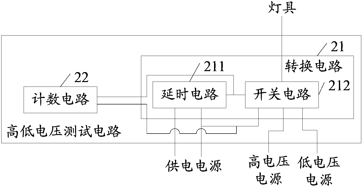 High and low voltage testing circuit