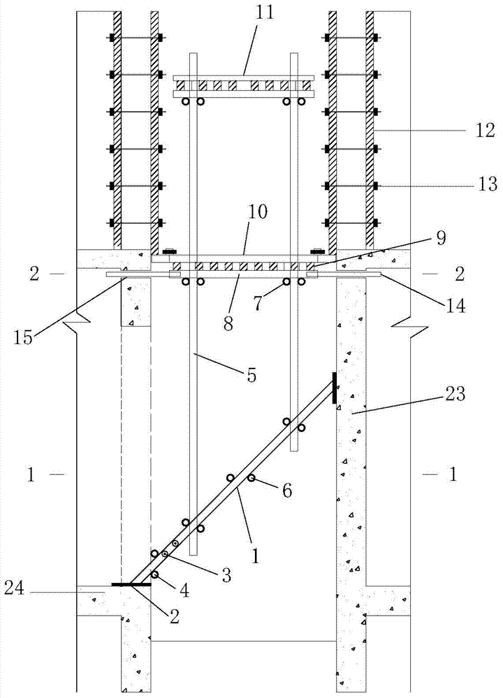 Construction method of combined fixed integral lifting elevator shaft shaped operation platform