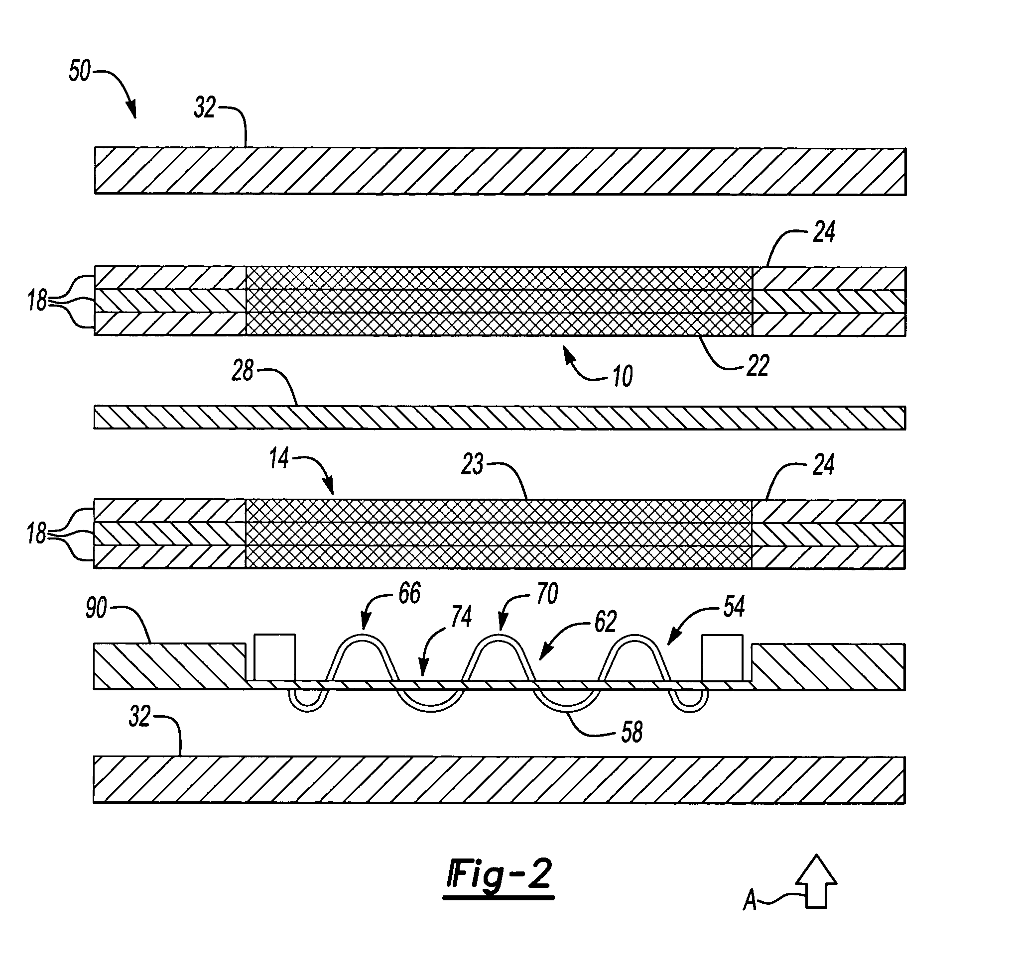 Assembly for maintaining compression for electrical contact of the active area of an electrochemical cell