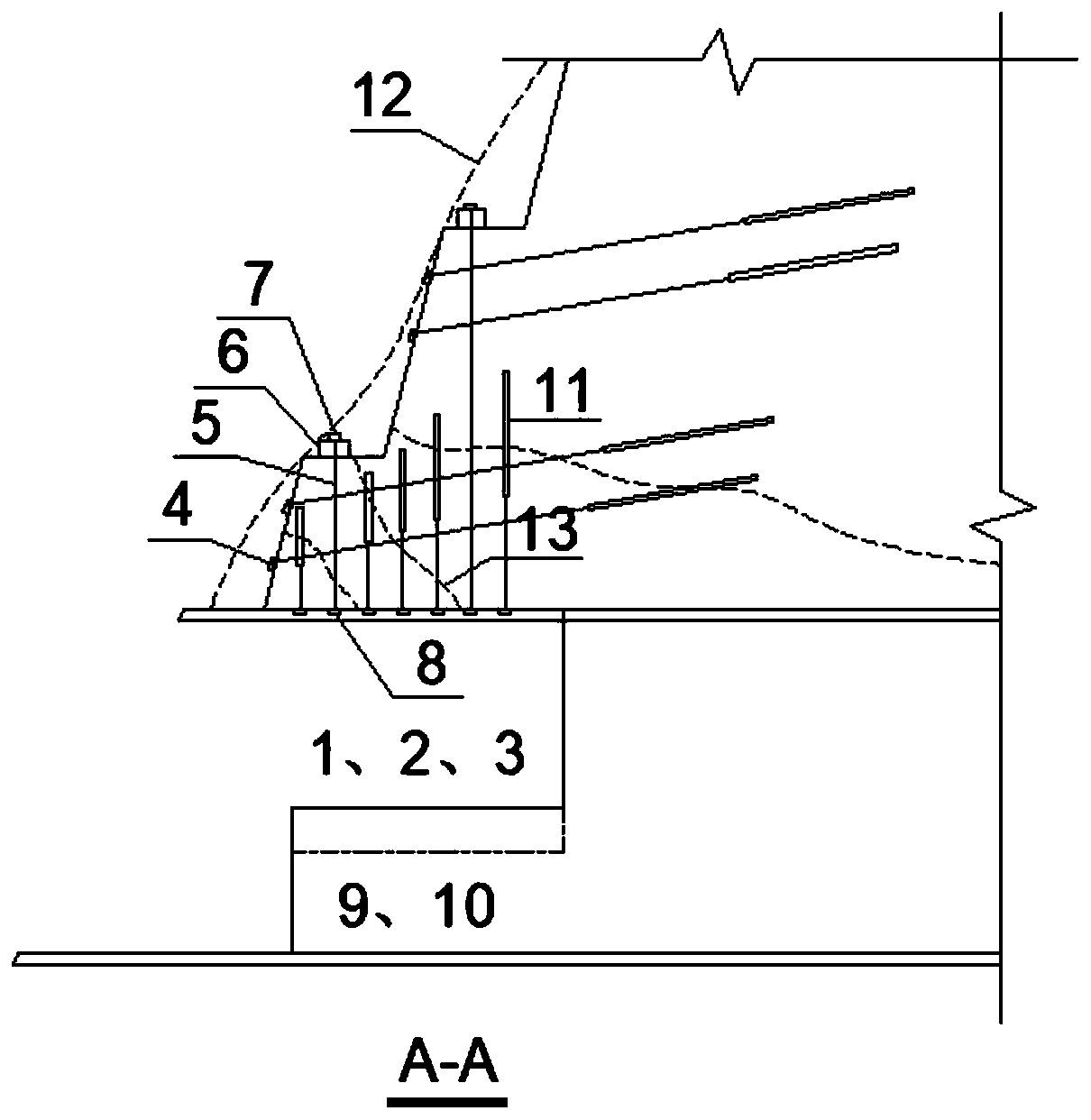 Rock stratum super-large tunnel spanning high-side slope tunnel portal supporting structure and construction method thereof