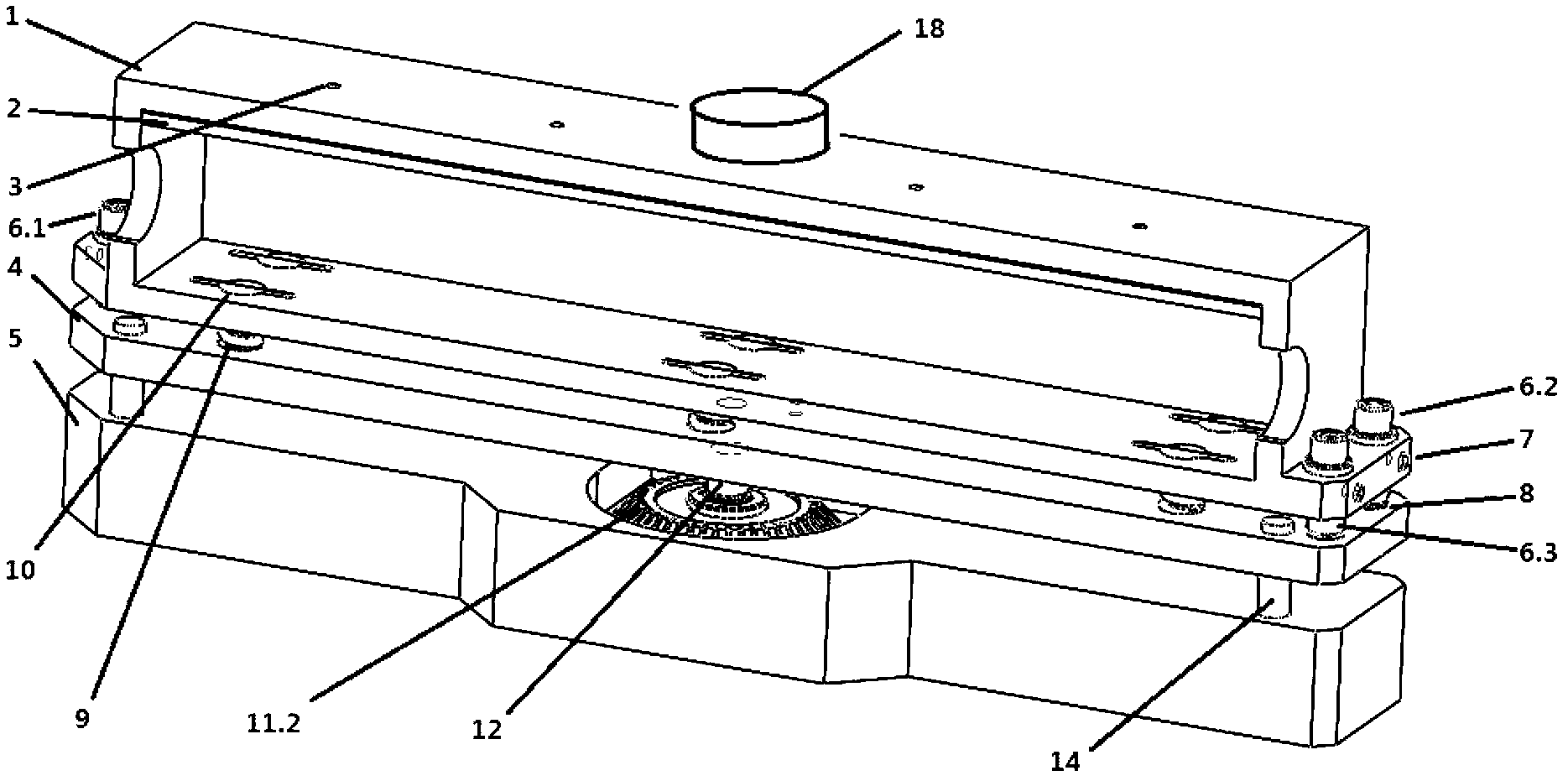 Precision adjusting device for large-sized gratings