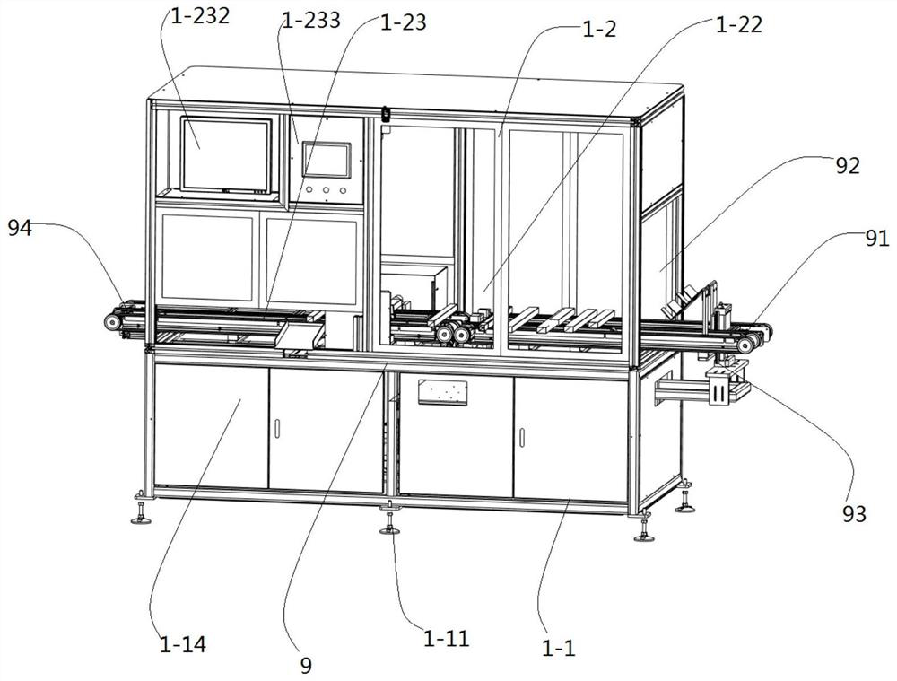 Automatic square tube receiving and conveying detection rack structure system
