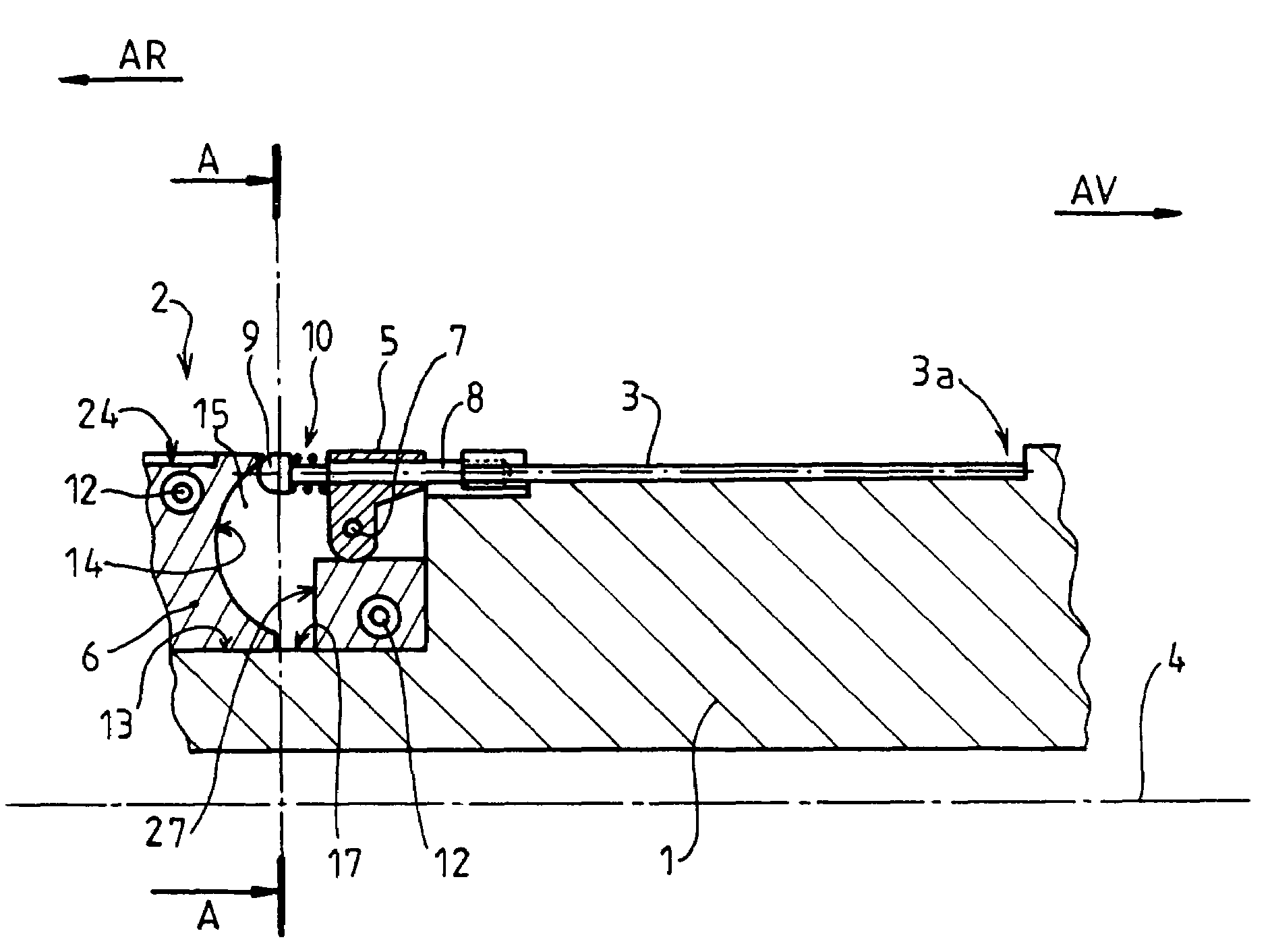 Deployment device for a fin