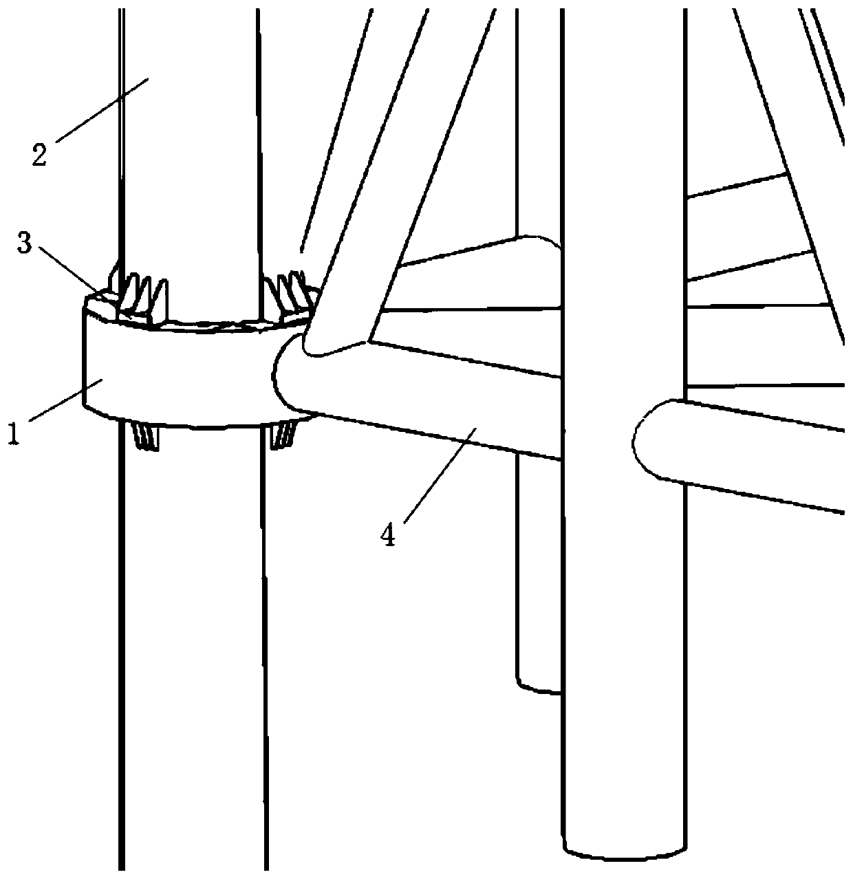 Support and pile column underwater landing lock connection structure and construction method thereof