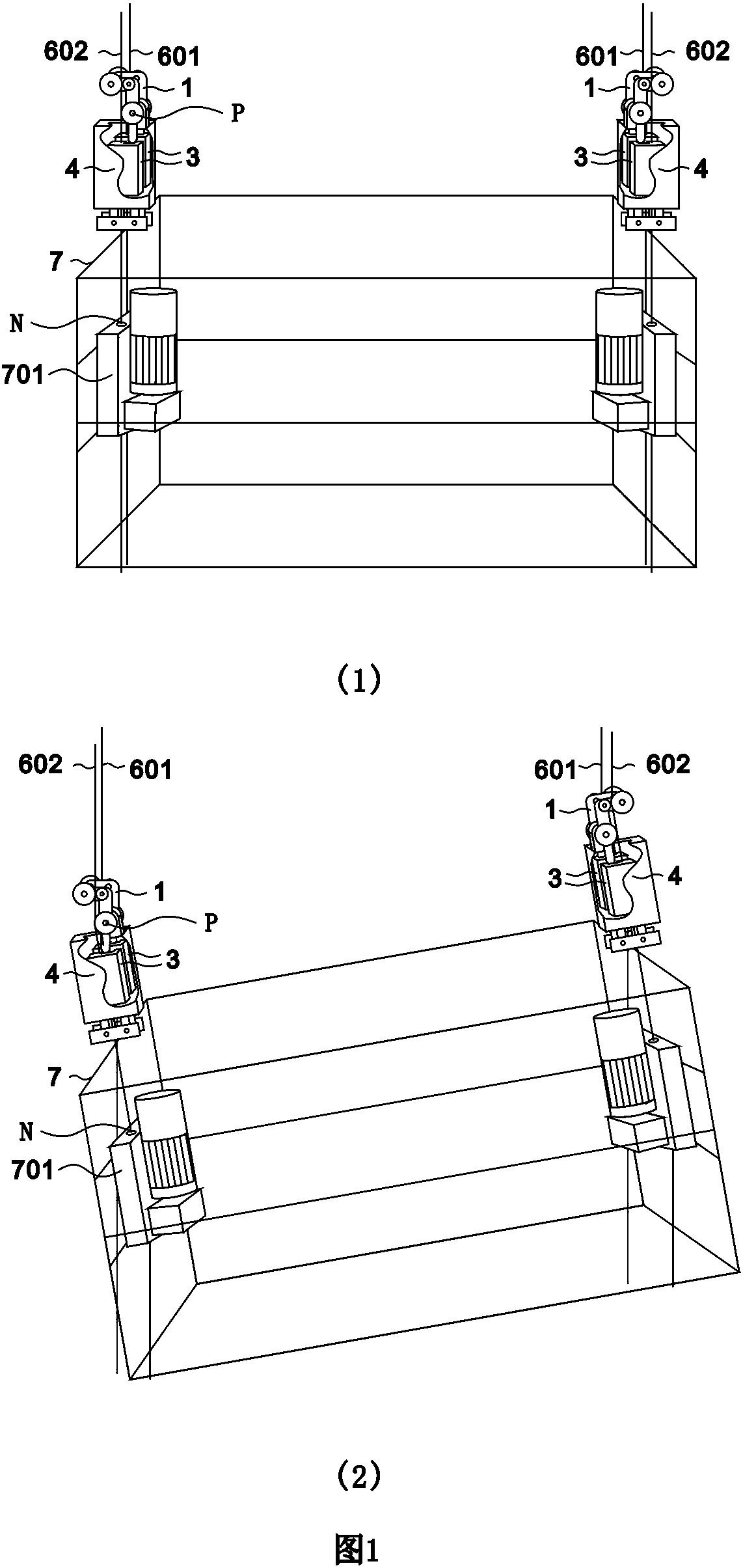 Anti-tilting dual protection device of hanging basket