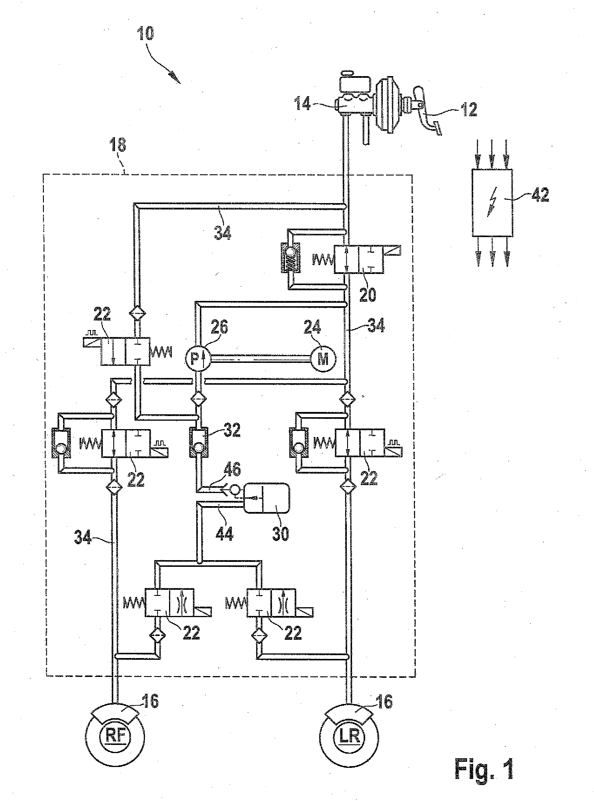 Hydraulic vehicle brake system having a service brake which can be actuated by muscle force and having a device for regulating the wheel slip