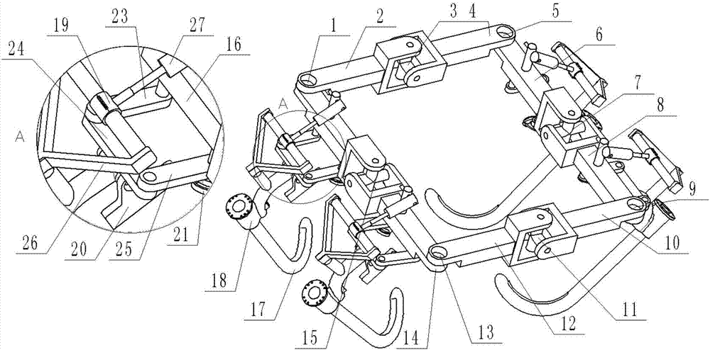 Marching type metamorphism tree-climbing robot mechanism