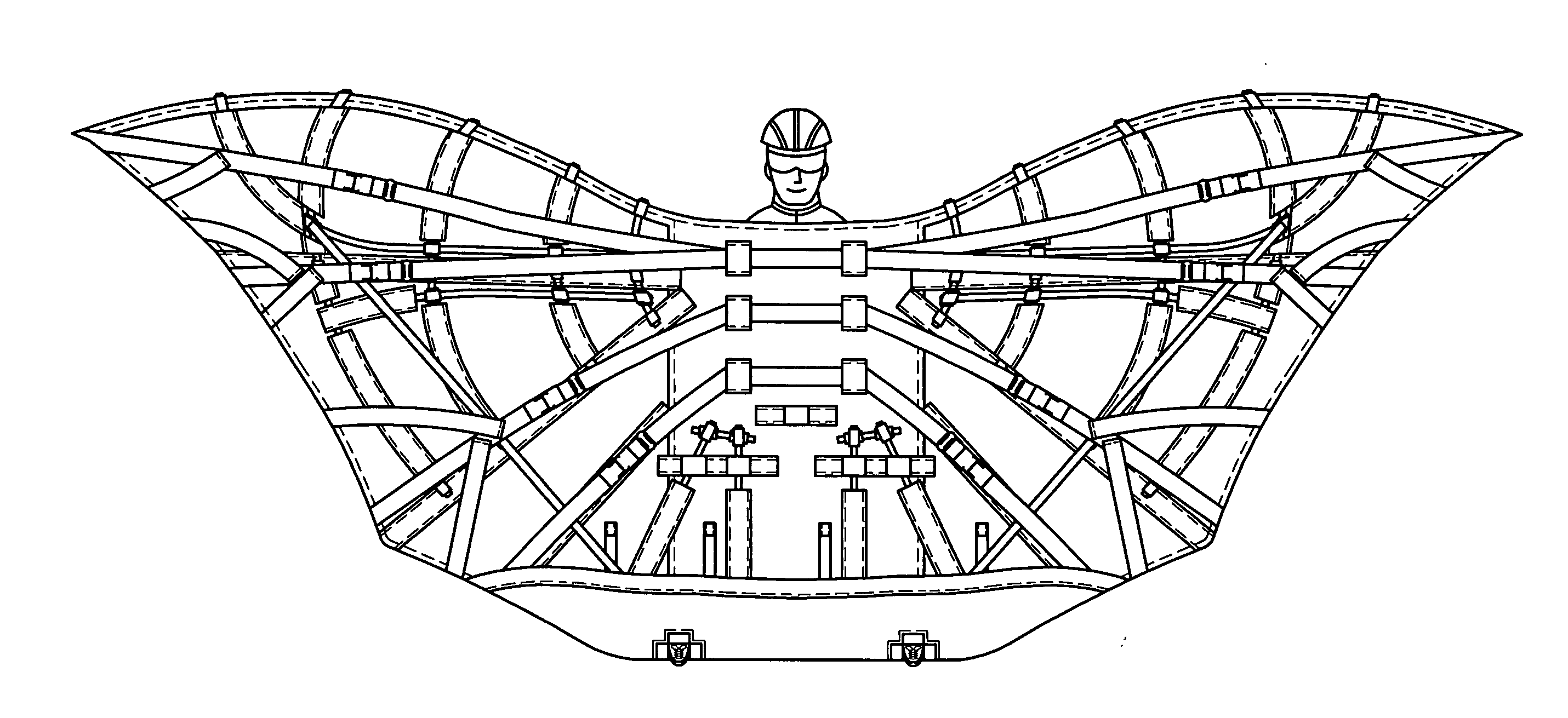 Dynamic human/wind powered flying suit