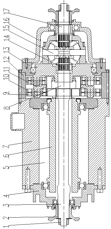 Integrated type planet gear reduction differential motor used for new-energy automobile