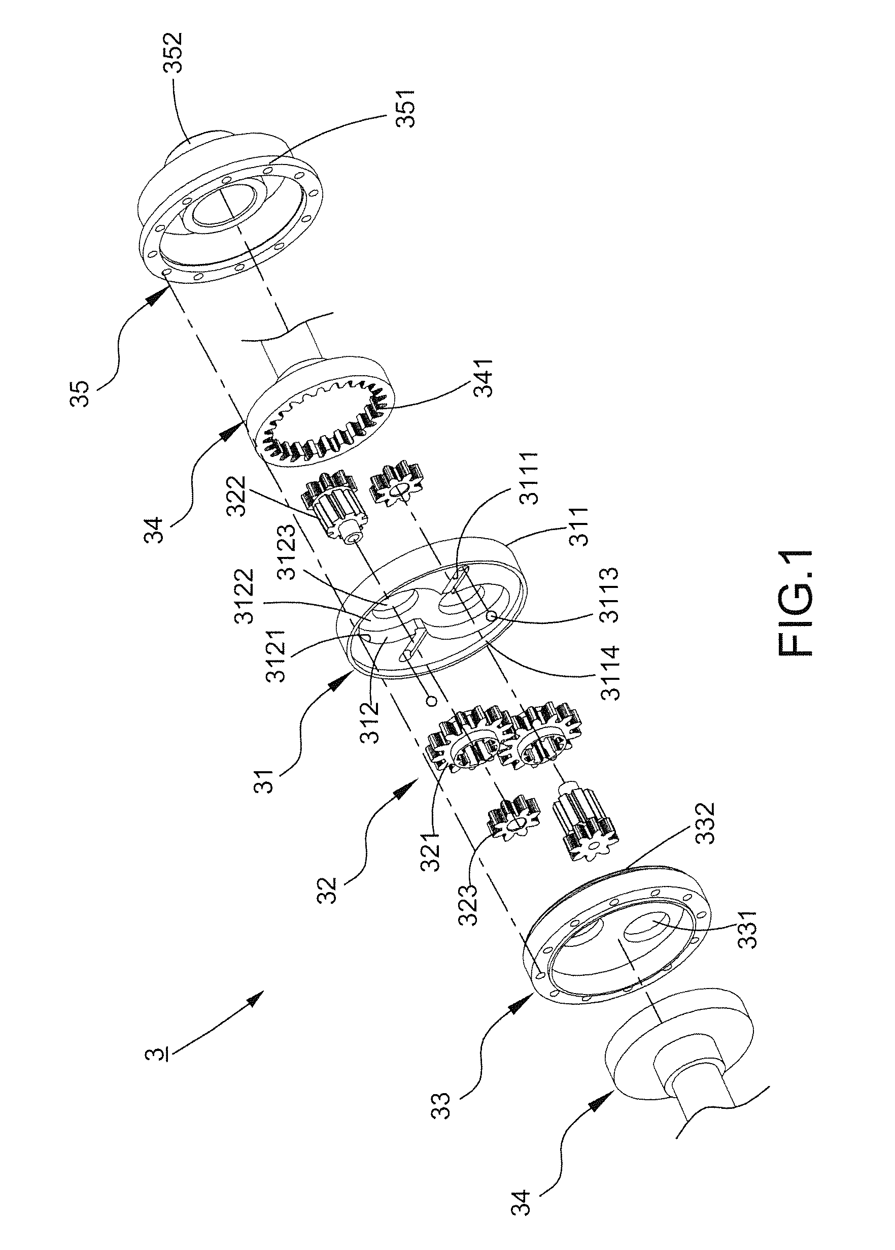 Auto-locking torque distributing mechanism