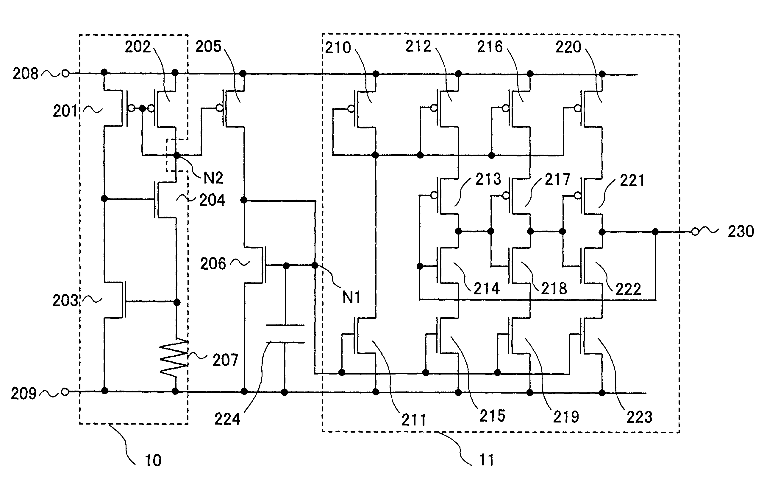 Oscillator circuit having a stable output signal resistant to power supply voltage fluctuation