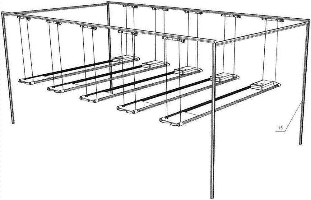 Greenhouse vine type fruit and vegetable light supplementing device and method