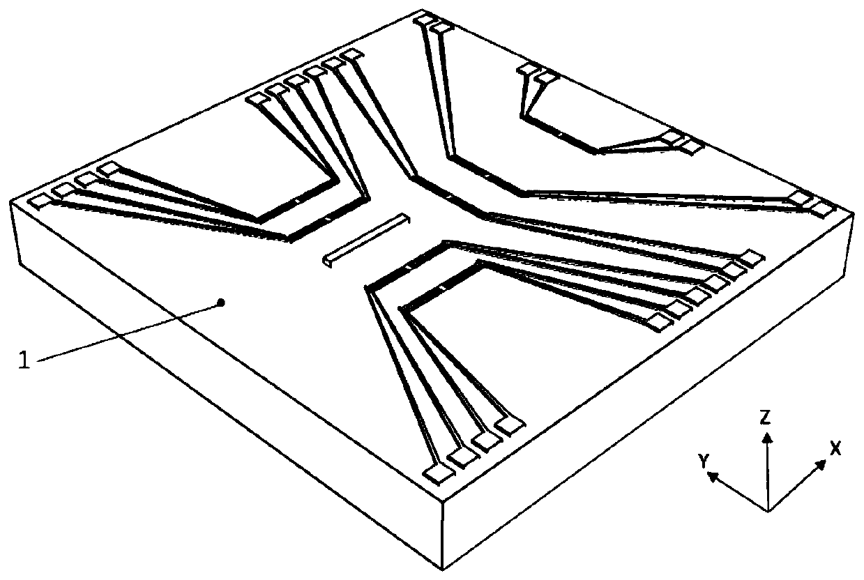 Single-heat-source T-shaped micro-mechanical biaxial thin-film gyroscope