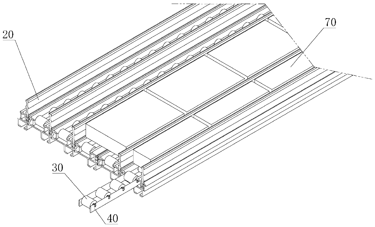 A device for caching and guiding medicine boxes on automatic medicine dispensing equipment