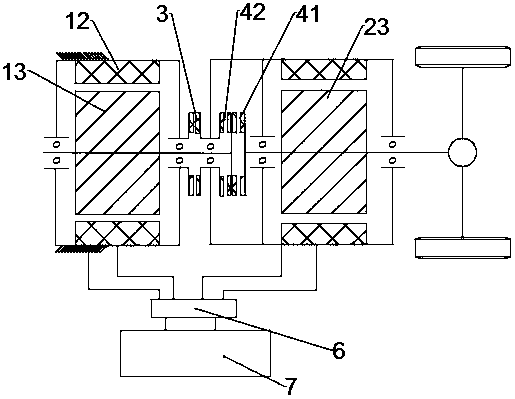 Electric vehicle and dual-motor rotation speed and torque coupling power device thereof