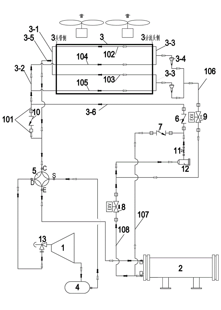 Air-cooled heat pump circulating system and heating and refrigerating methods thereof