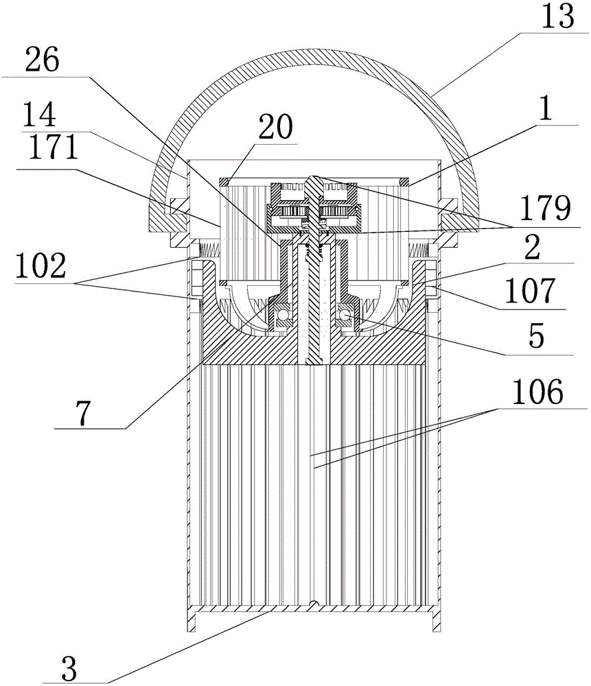 Rotary bracket self-locking shaftless lifting prismatic barrel rotary mop jet flow variable-speed cleaning and spin-drying device