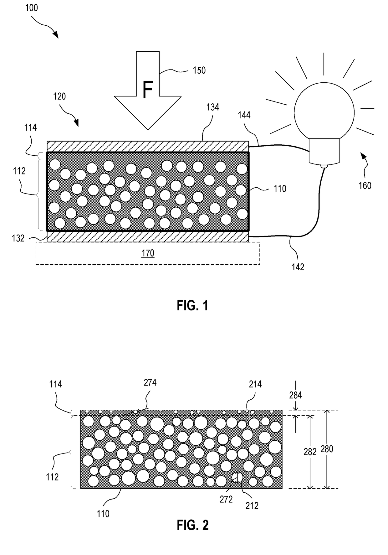 Porous piezoelectric material with dense surface, and associated methods and devices