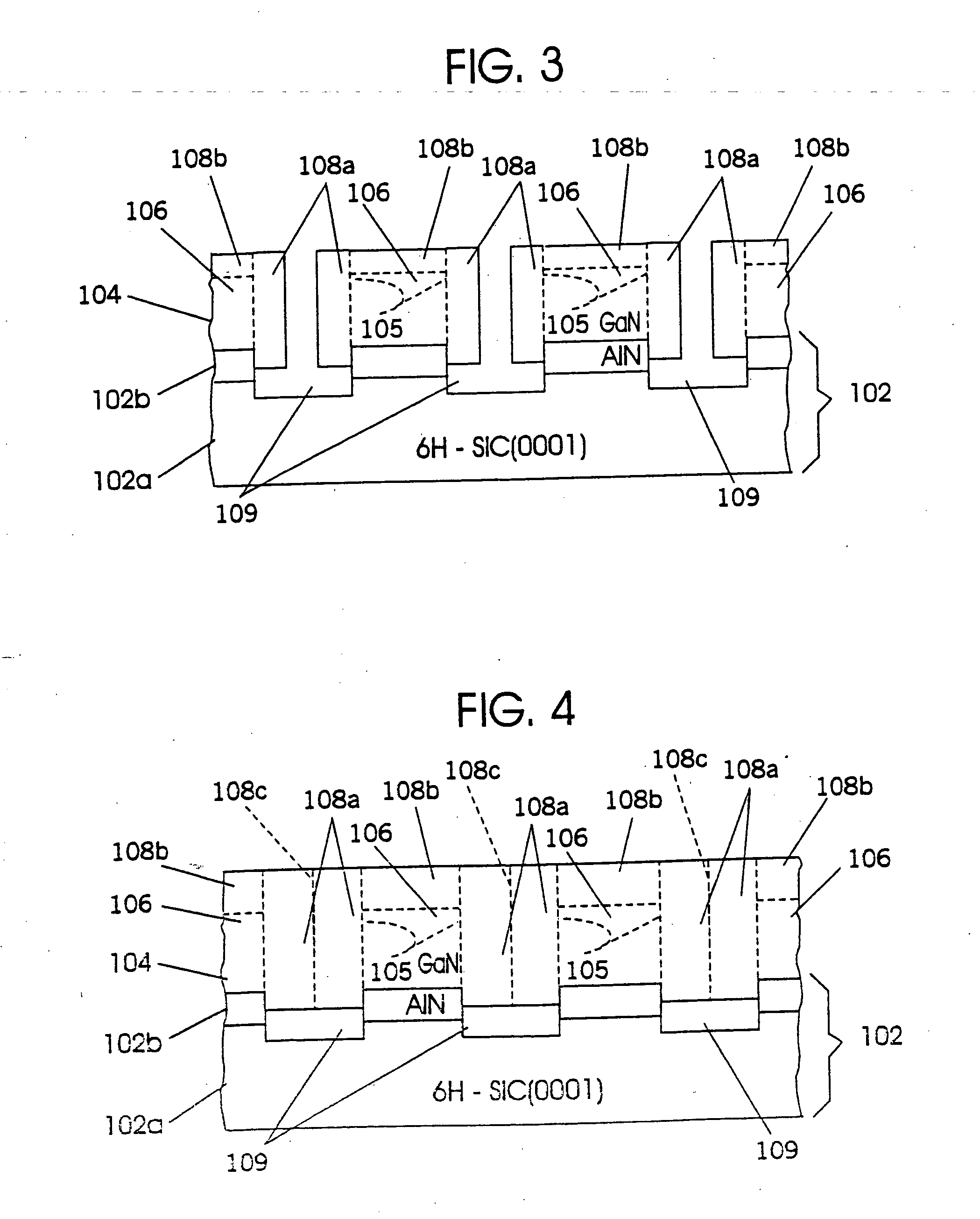 Methods of fabricating gallium nitride semiconductor layers by lateral growth into trenches