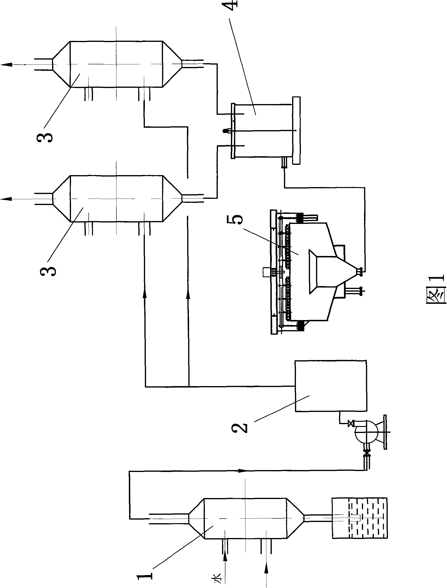 Clarification method of flue gas saturated with mixed liquid