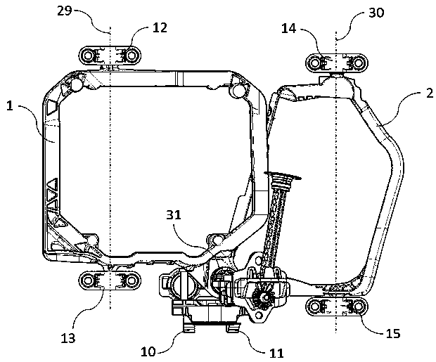 Double-module synchronous horizontal adjustment system for vehicle lamp