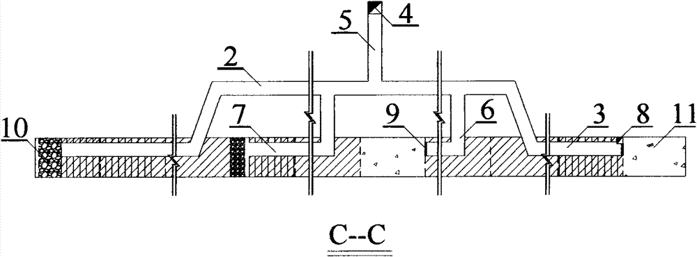 Central outside-vein house pillar type combined crosscut two-end inside-vein continuous segment filling mining method