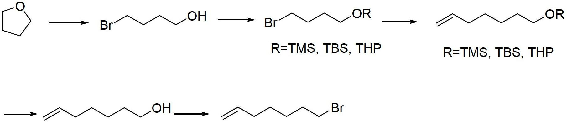 Method for preparing 7-bromine-1-heptylene