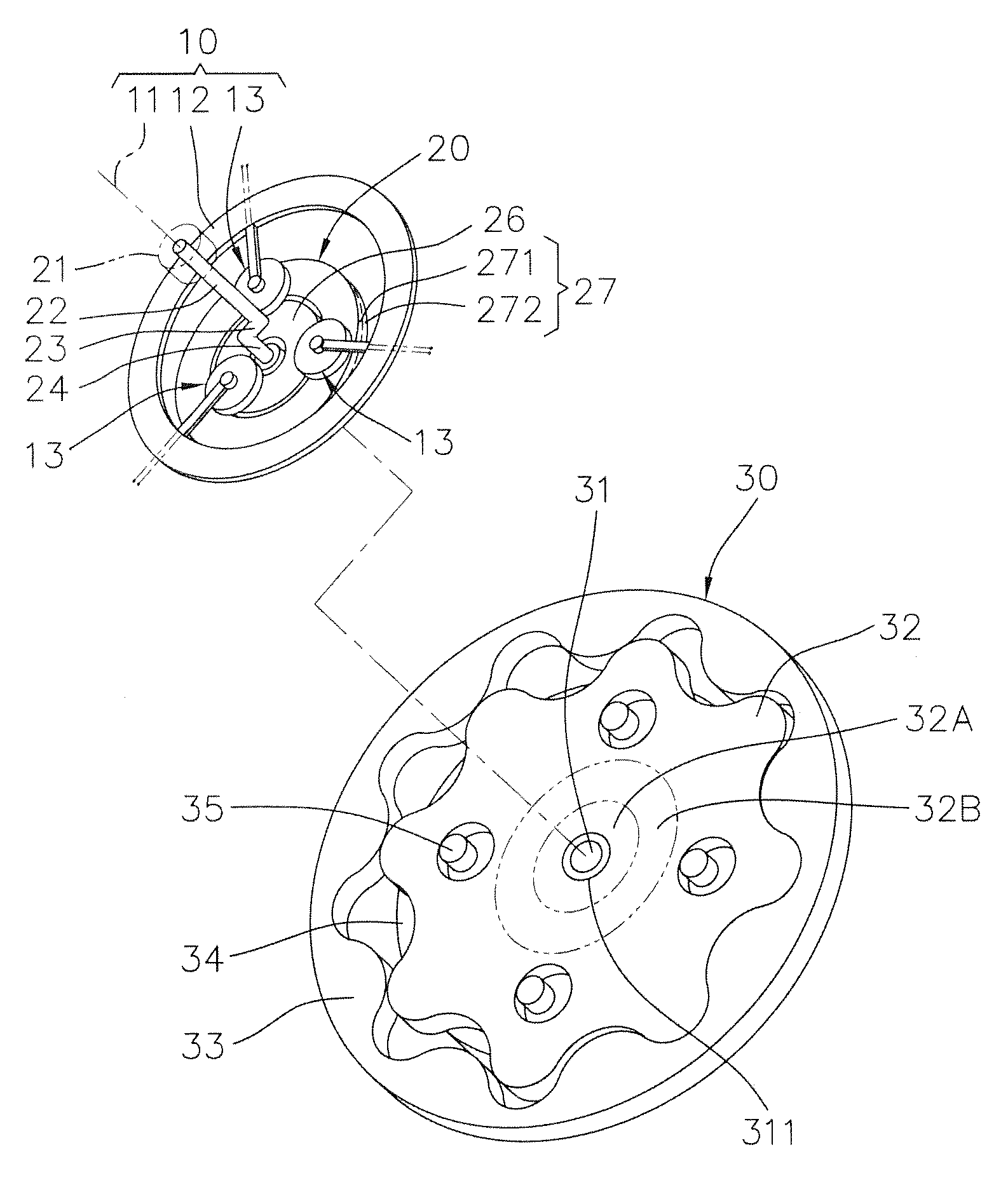 Energy converting device having an eccentric rotor