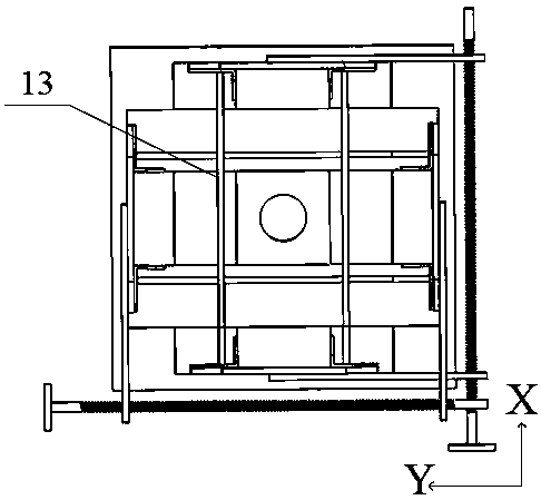 An embossing connection cross positioning clamping device and a method for assembling and disassembling test pieces