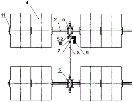 Flat single shaft linkage solar power generation system