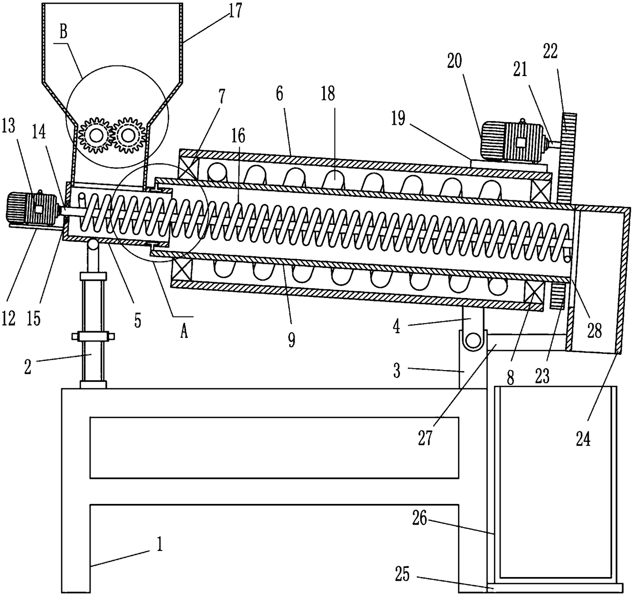 High-efficiency sand baking device used for quartz sand