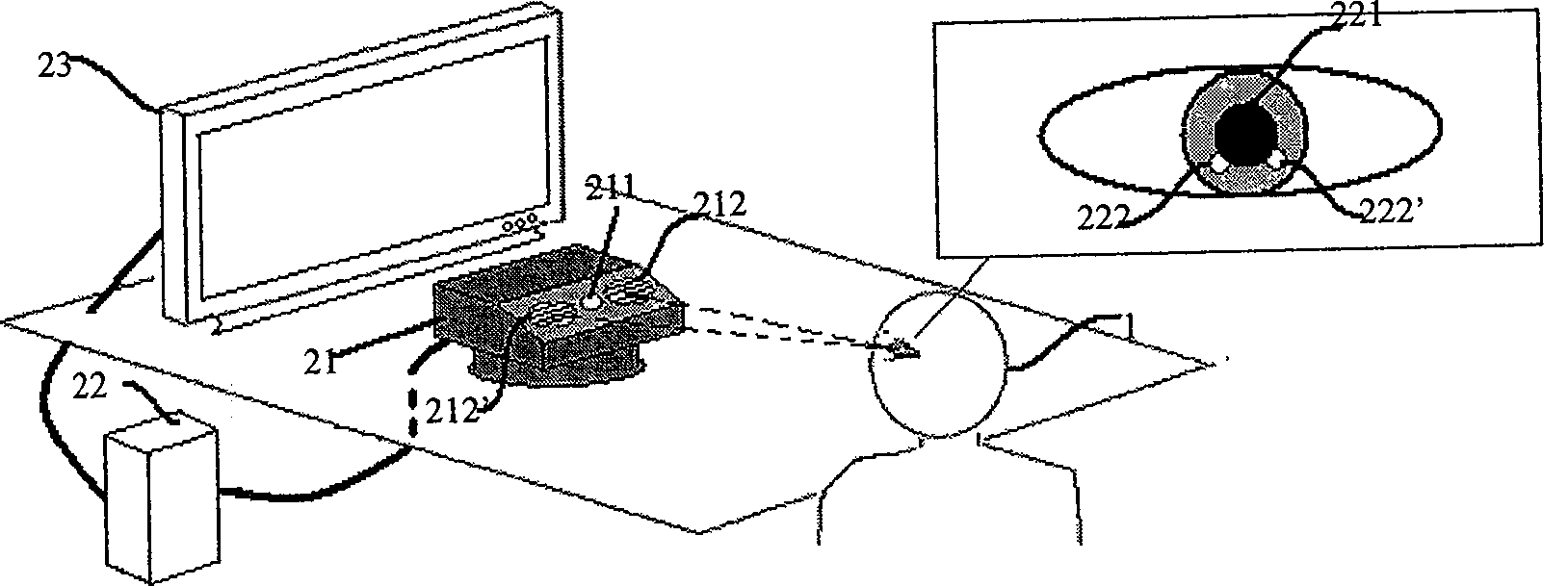 System for performing non-contact type human-machine interaction by vision