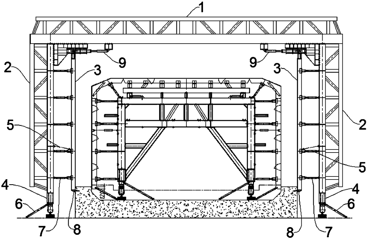 Rectangular structure lining outer model trolley for grading open cut tunnel