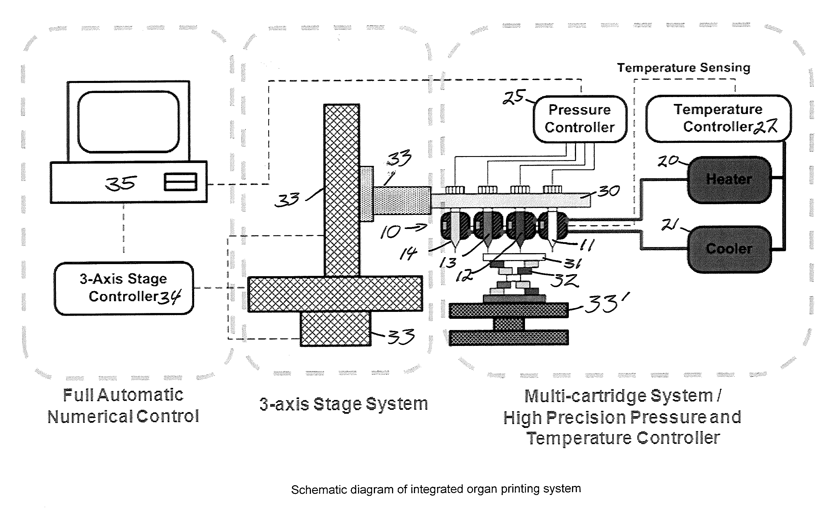 Integrated organ and tissue printing methods, system and apparatus