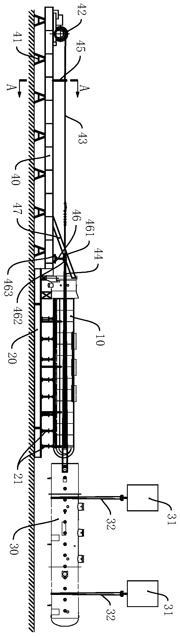 A set-up device and set-up method for a pipe system and a shell without guide rollers