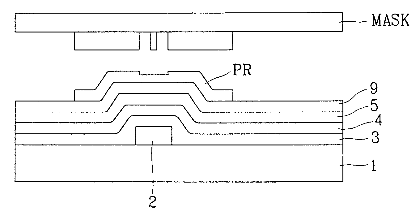 Thin film transistor having a short channel formed by using an exposure mask with slits