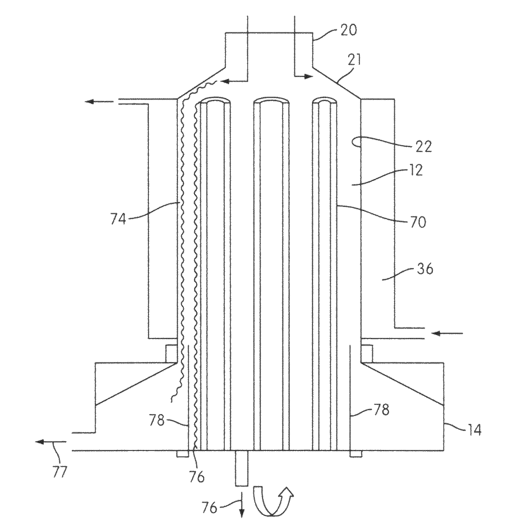 Thin film tube reactor with rotating reservoir