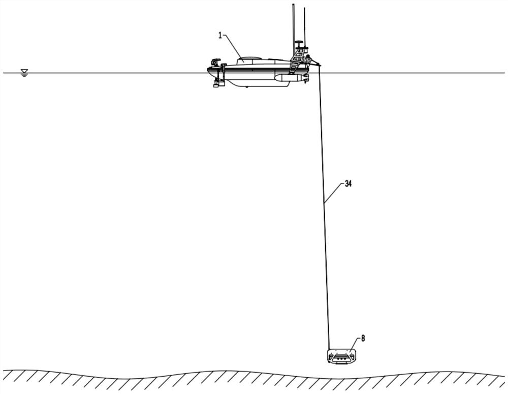 An underwater magnetic detection system towed by an unmanned ship