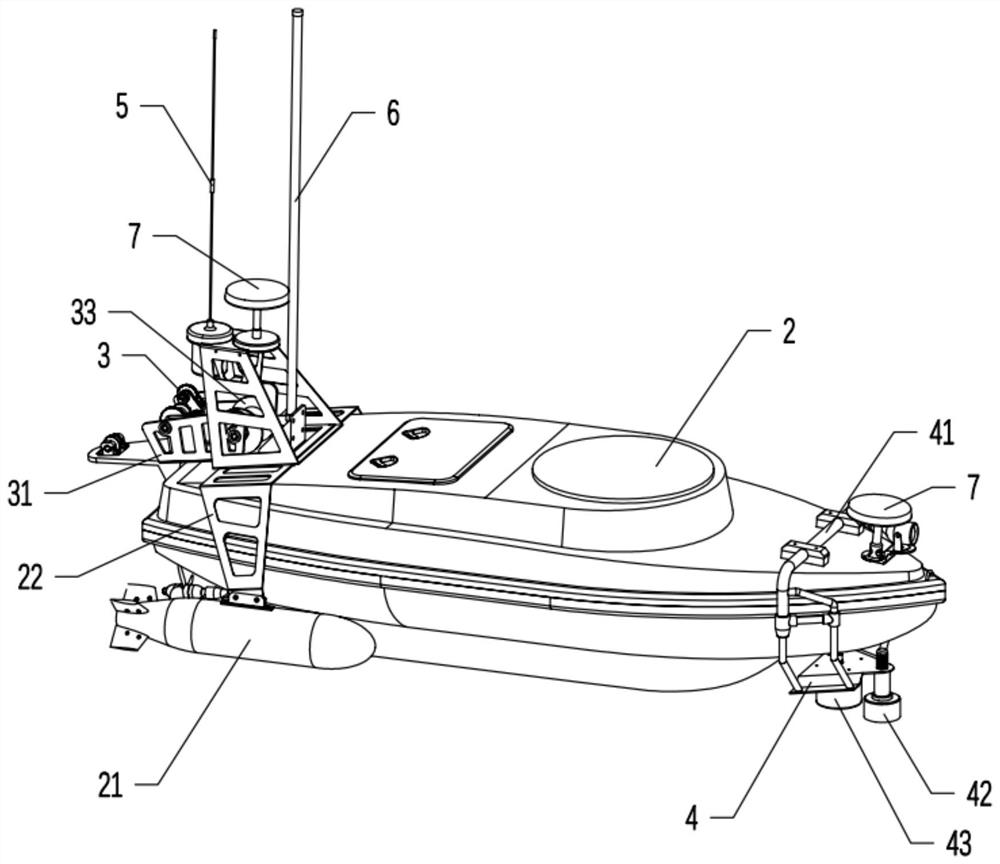 An underwater magnetic detection system towed by an unmanned ship