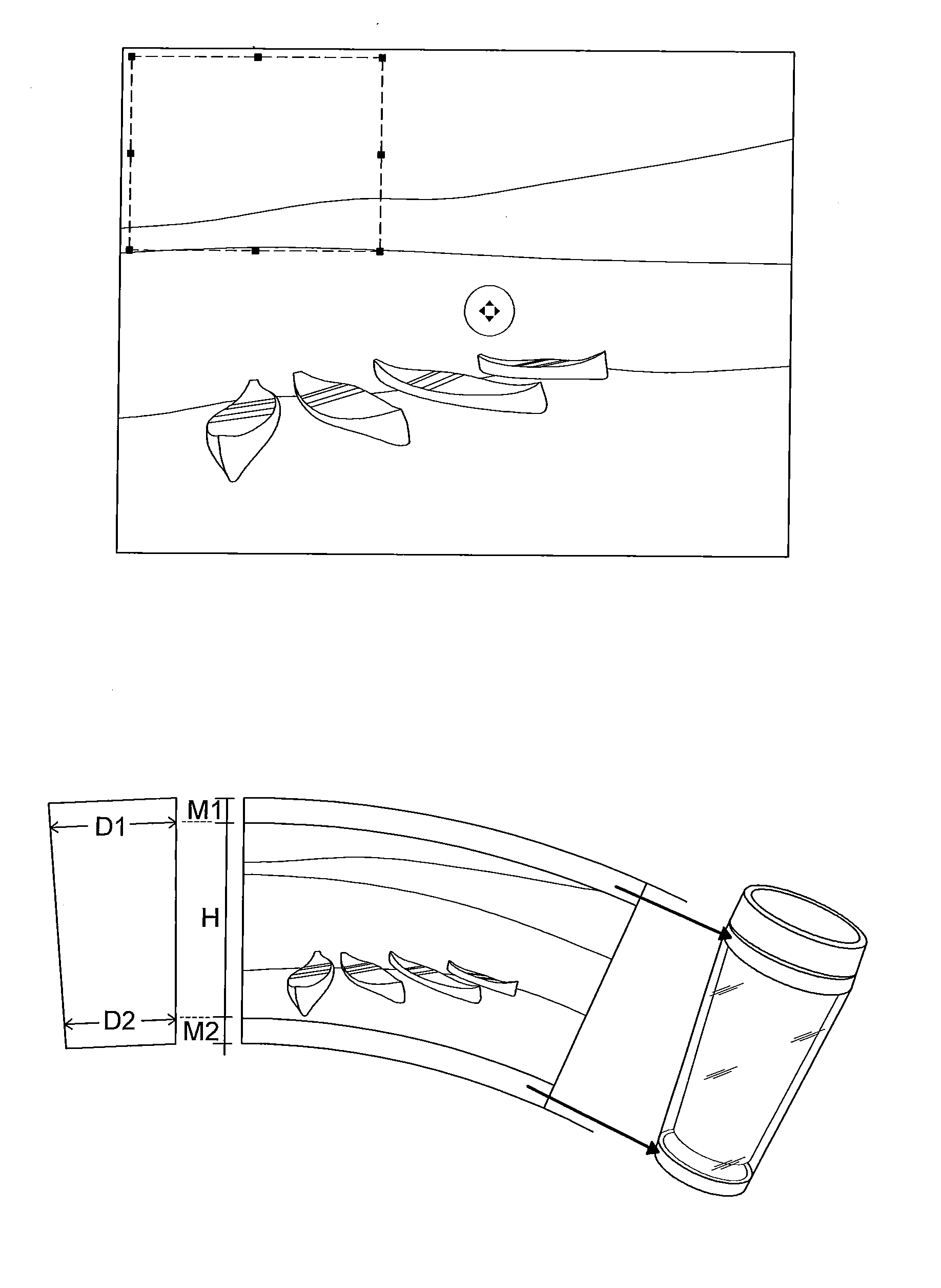 Method for geometric image transformation based on a mug geometry