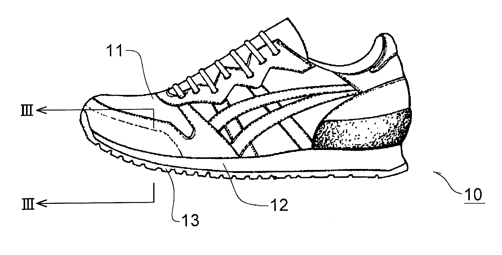 Layered product for laser bonding, shoe, and process for producing shoe