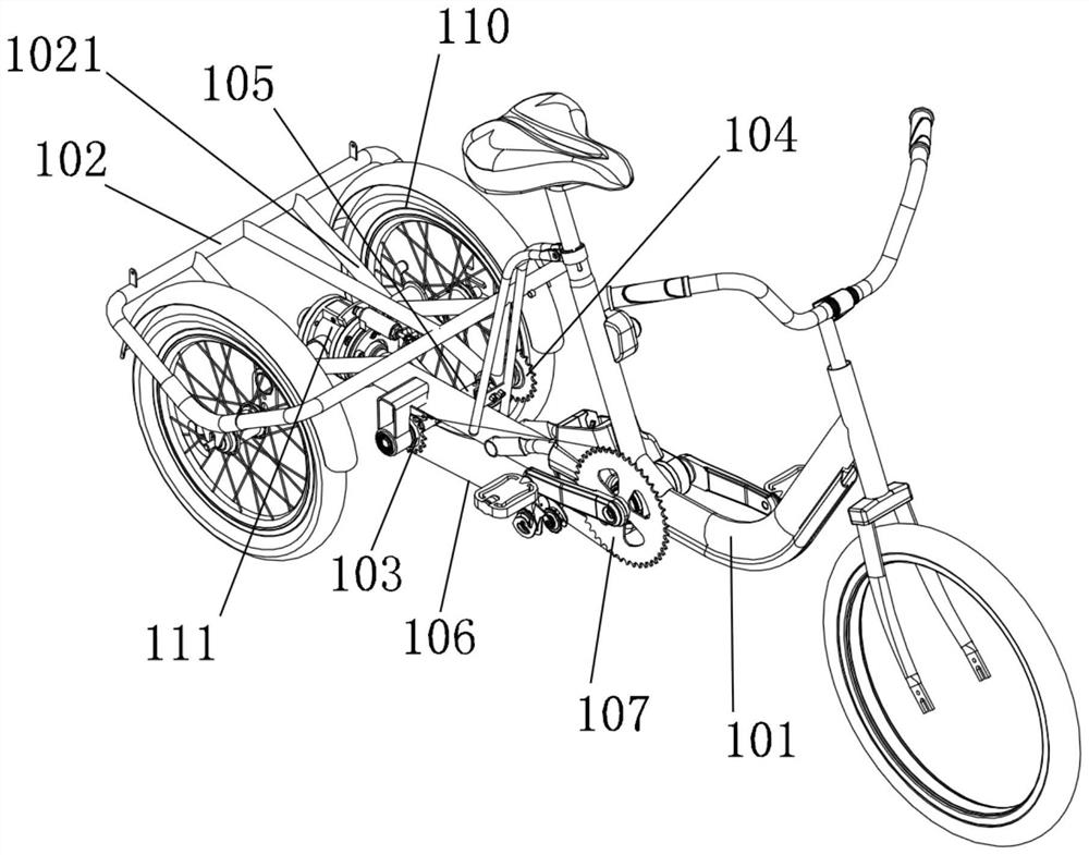 Shaft transmission tricycle capable of swinging