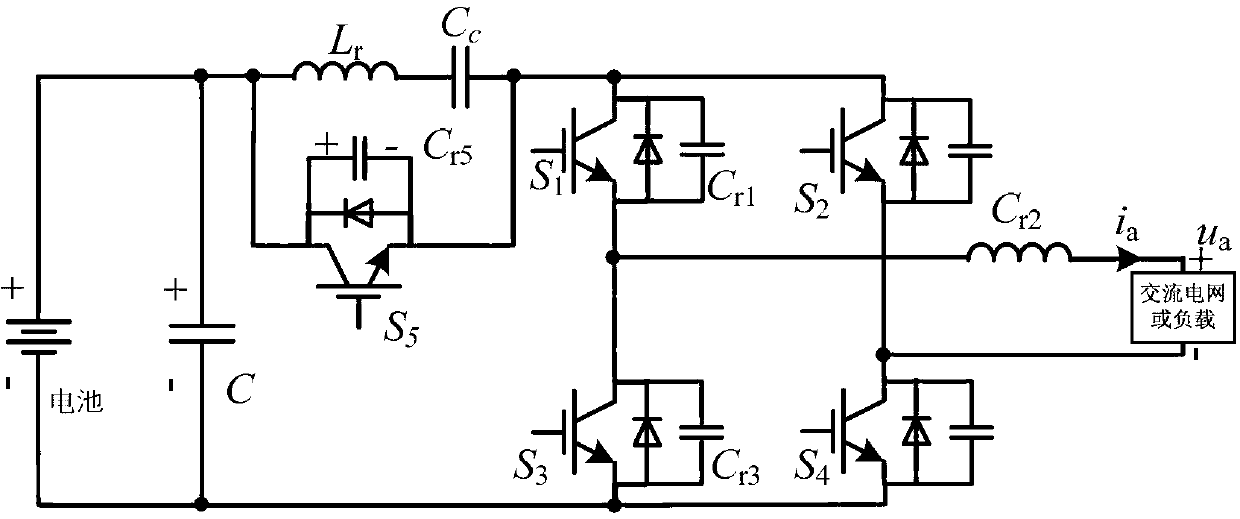 Zero-voltage switching energy storage bridge-type inverter without additional voltage and modulation method for inverter