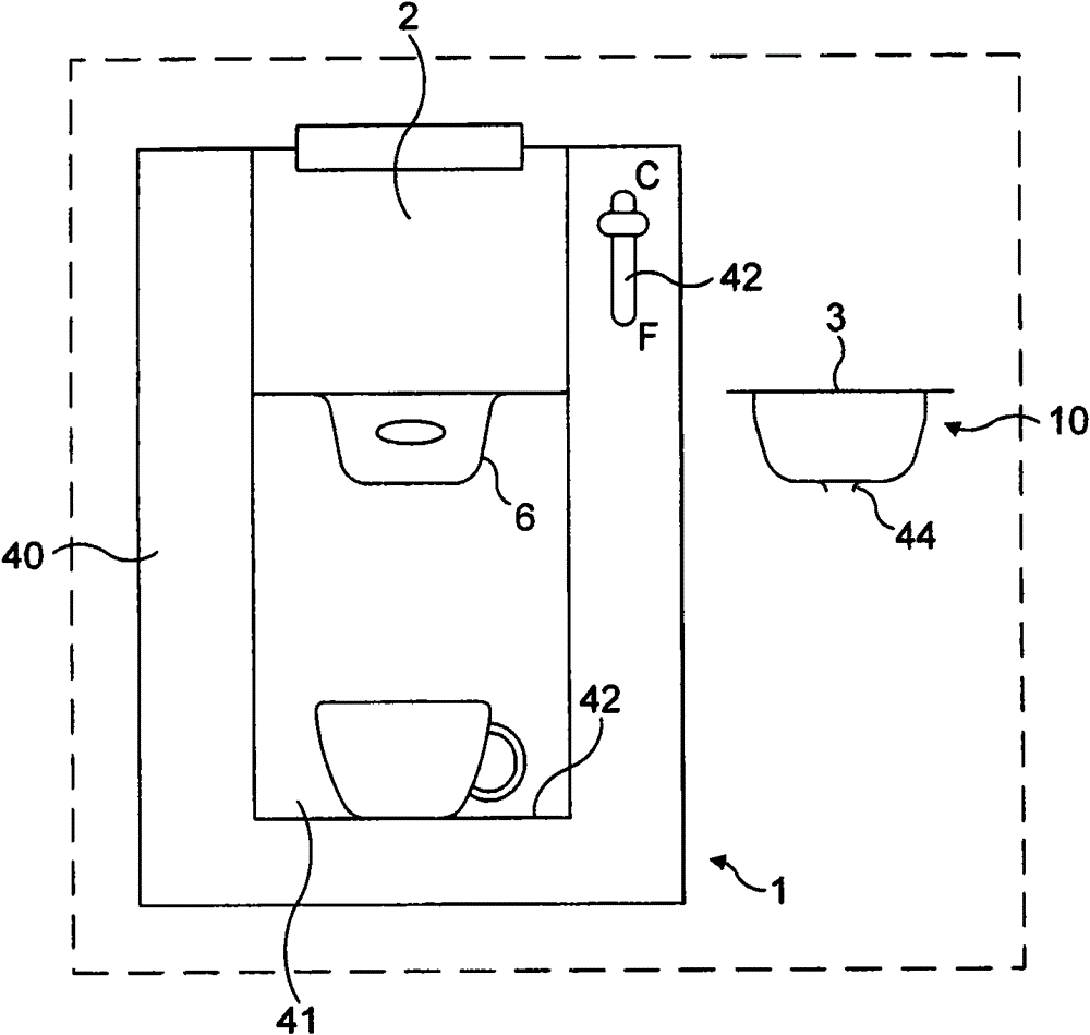 Device for preparing a liquid beverage from a cartridge