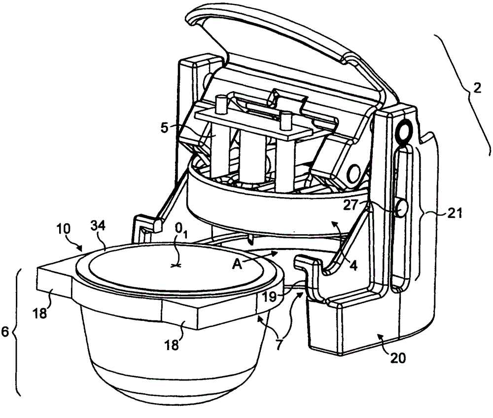 Device for preparing a liquid beverage from a cartridge